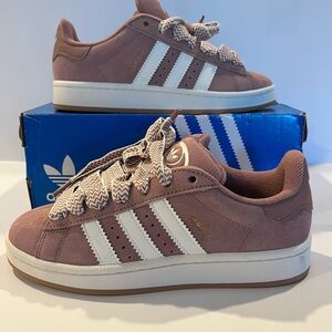 Adidas Kids' Mauve and White Sneakers